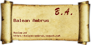 Balean Ambrus névjegykártya